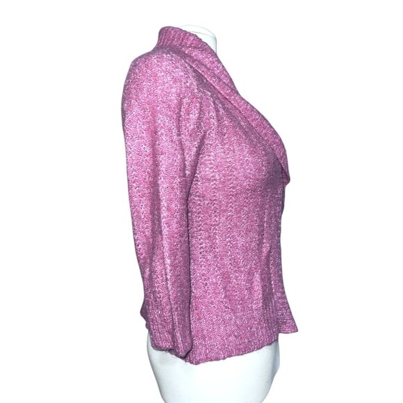 Pierre Cardin Womens Pink Shawl Collar Knit Cardigan Sweater Sz Medium - Picture 6 of 7